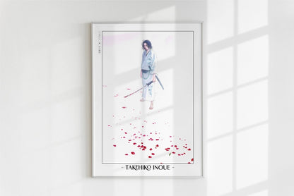 Vagabond - Trail of Red Petals - Artist Name - White Frame