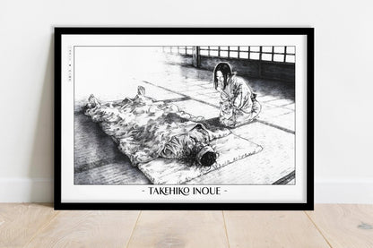Vagabond - Injured Samurai - Artist Name - Black Frame