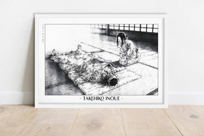 Vagabond - Injured Samurai - Artist Name - White Frame