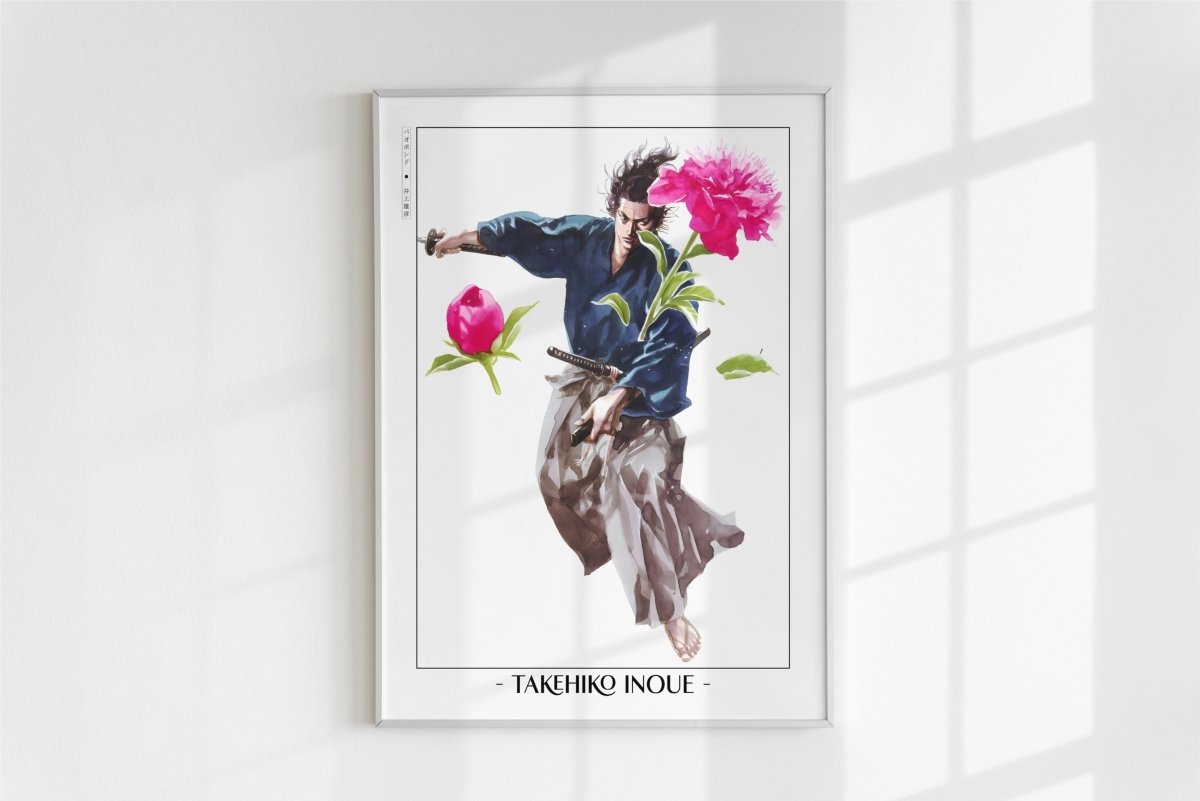 Vagabond - Slashed Flower - Artist Name - White Frame