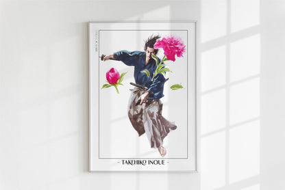 Vagabond - Slashed Flower - Artist Name - White Frame