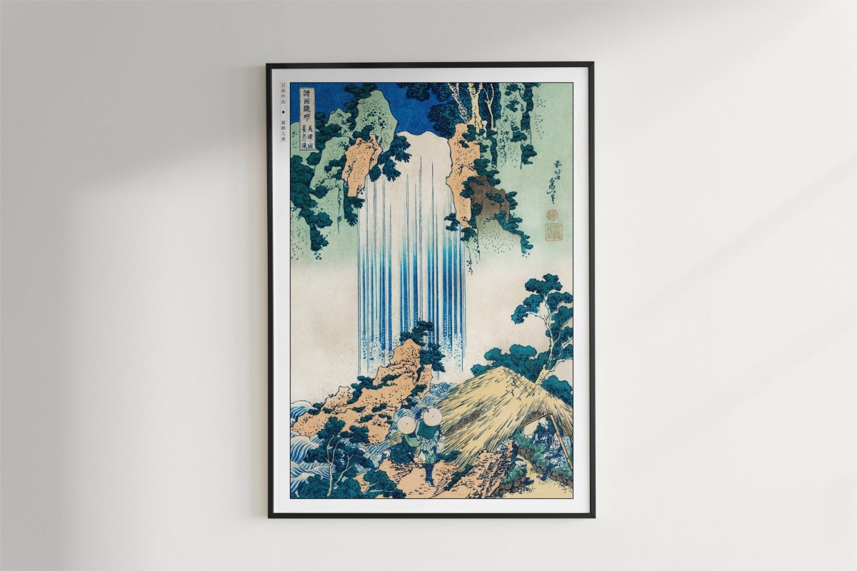 Hokusai - Y_r_ Waterfall in Mino Province - Art Only - Black Frame