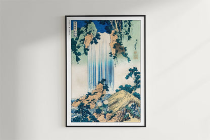 Hokusai - Y_r_ Waterfall in Mino Province - Art Only - Black Frame