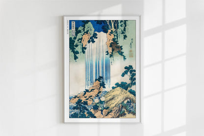 Hokusai - Y_r_ Waterfall in Mino Province - Art Only - White Frame
