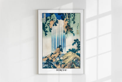 Hokusai - Y_r_ Waterfall in Mino Province - Artist Name - White Frame